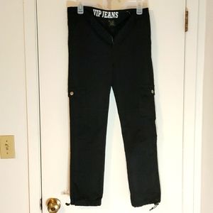 Black cargo type pants.